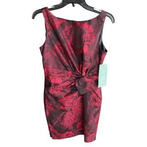 Jones New York Black Red roses whimsy office siren sleeveless dress NWT 10